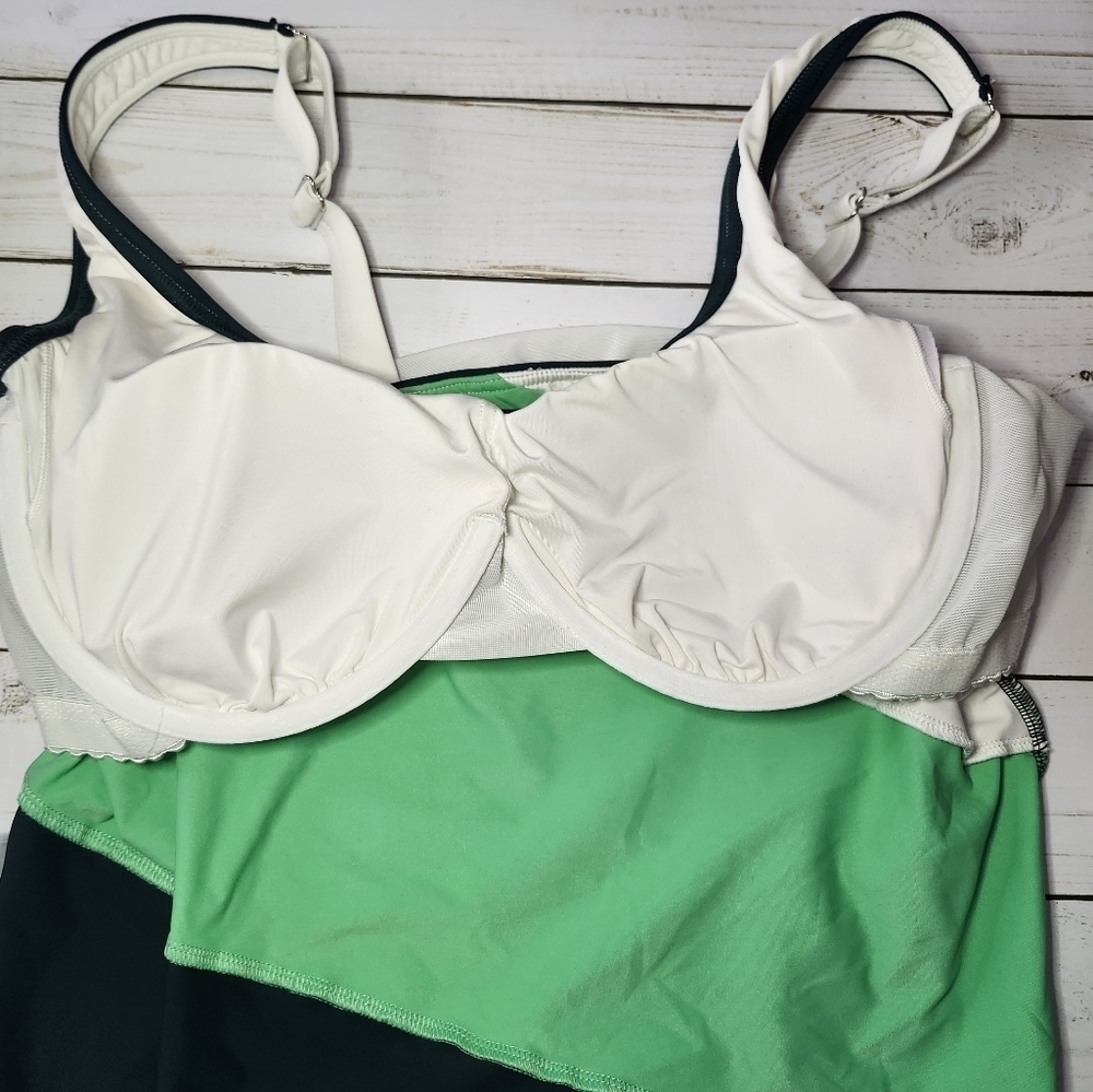 Lands' End Women's Swim Dress - White and Green - Picture 5 of 6